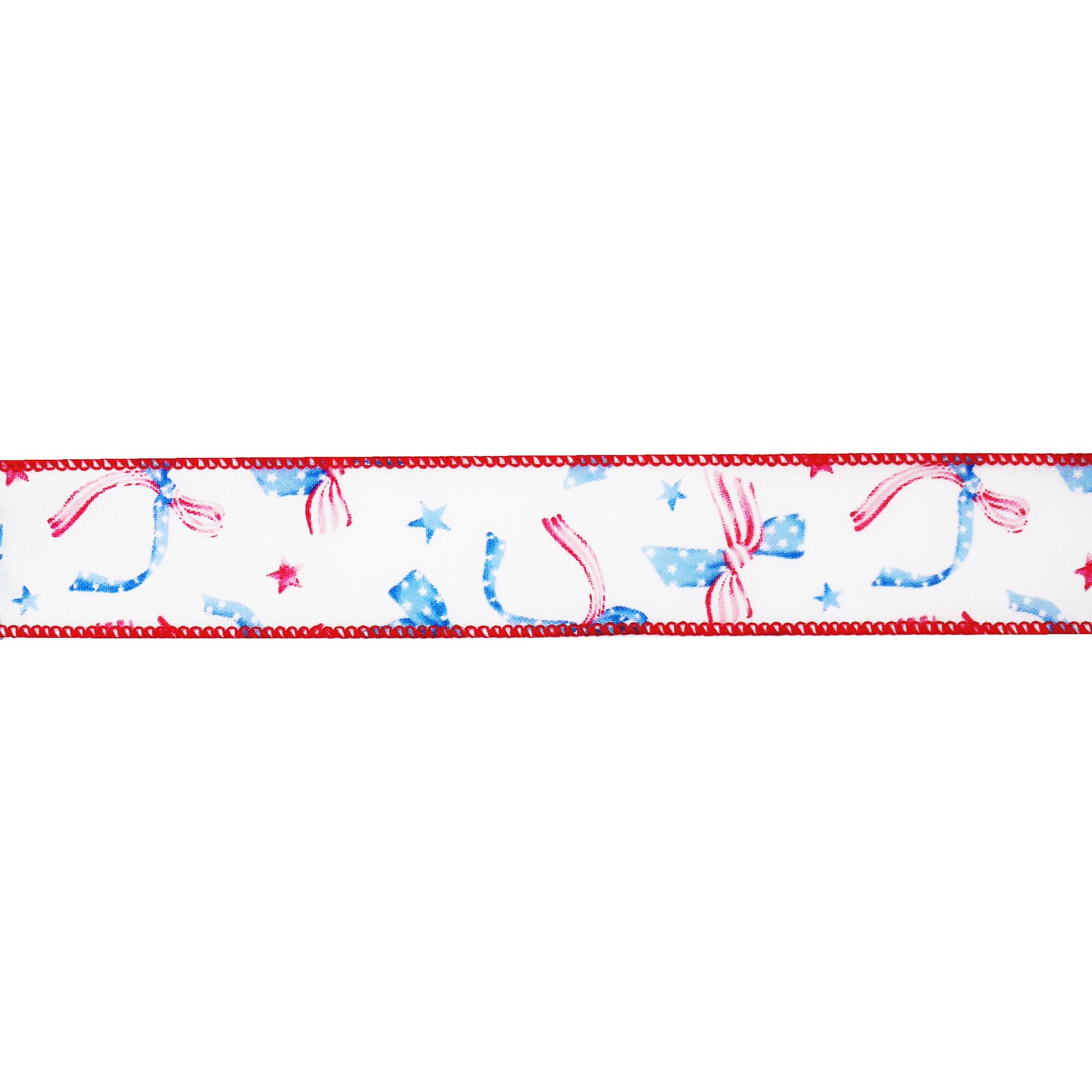 1.5" x 10yd. Red, White & Blue Flag Bows Wired Ribbon by Celebrate It®
